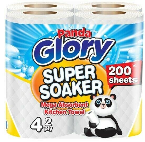 Panda Glory Super Soaker 2 PLY Mega Absorbent Kitchen Towel 4rolls